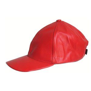 Genuine Lambskin Leather Baseball Cap Red #1003